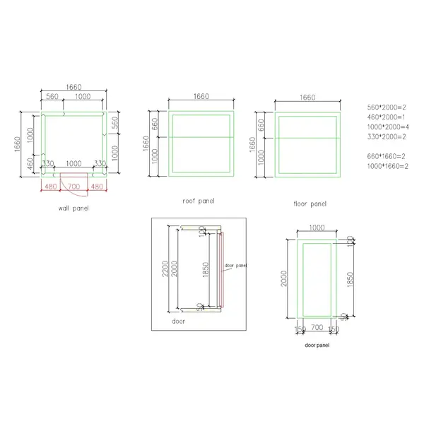 Koel-/Vriescel | ENTRY LINE | 4.3m³ | Isolatie 100mm | 1660x1660x2200(h)mm