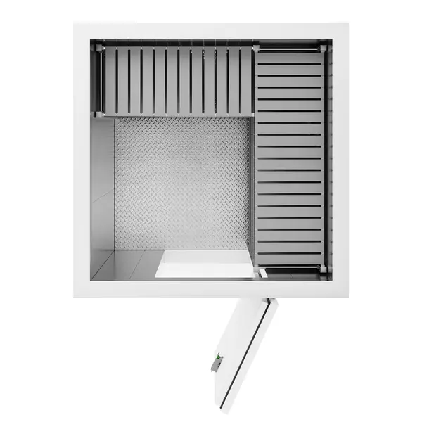 Rekwerk | ENTRY LINE | COM-7087.0020 | L-Vorm | 4 Niveaus (Diepte 450) | 1385x1345x1700(h)mm