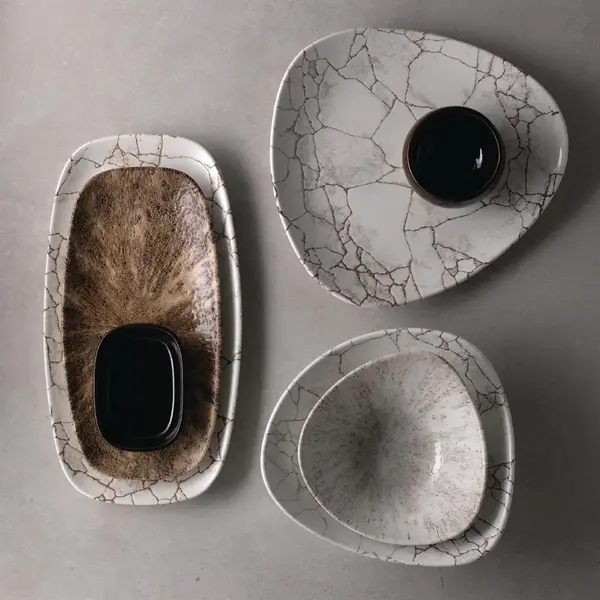 Borden | STUDIO PRINTS KINTSUGI | Porselein | Grijs | 12 Stuks | Ø203mm