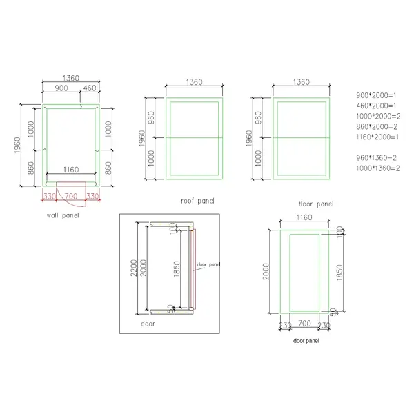 Koelcel | ENTRY LINE | Incl. Motor | 4m³ | +2°C/+8°C | Isolatie 100mm | 230V | 1360x1960x2200(h)mm
