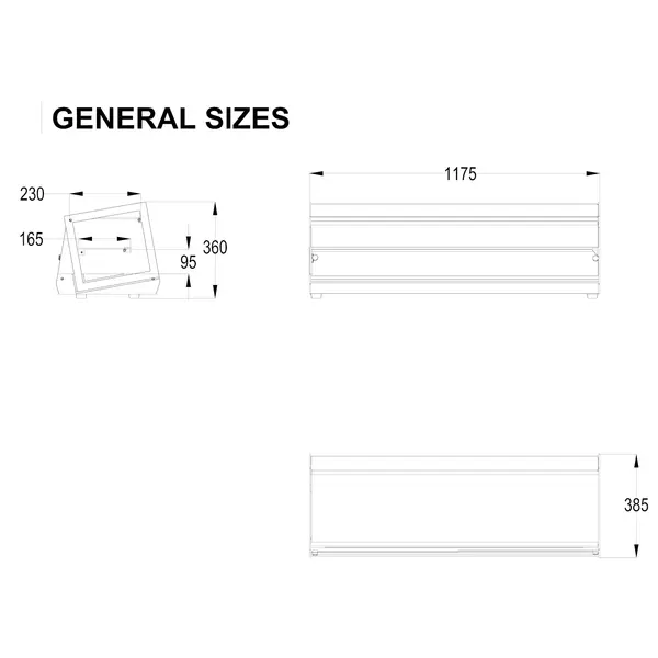 Tapasvitrine | KUBE | Zwart | +2°C/+6°C | Statisch | 2 Niveaus | Externe Koeling (Excl.) | 1175x385x360(h)mm