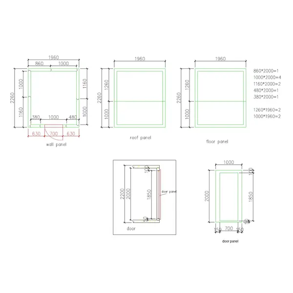 Koelcel | ENTRY LINE | Incl. Motor | 7.3m³ | -5°C/+15°C | Isolatie 100mm | 230V | 1960x2260x2200(h)mm