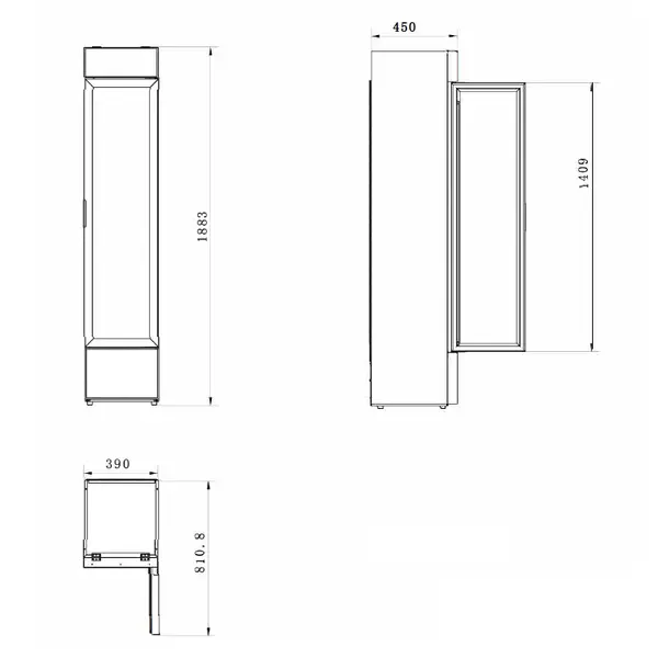 Koelkast | NAP | 150L | Zwart | +2°C/+10°C | Geforceerd | 390x470x1883(h)mm