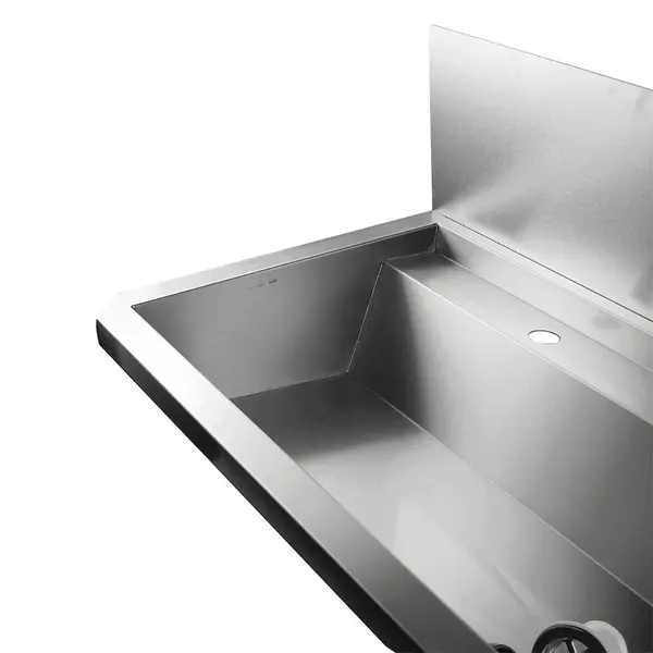 Wasbak | RVS | 4 Kraangaten | Spatscherm | Incl. Afvoerplug | 2400x468x438(h)mm