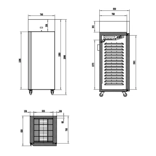 Koelkast | ENERGY LINE | Energiezuinig | 560L (2/1 GN) | RVS | +2°C/+8°C | Geforceerd | 740x875x2090(h)mm