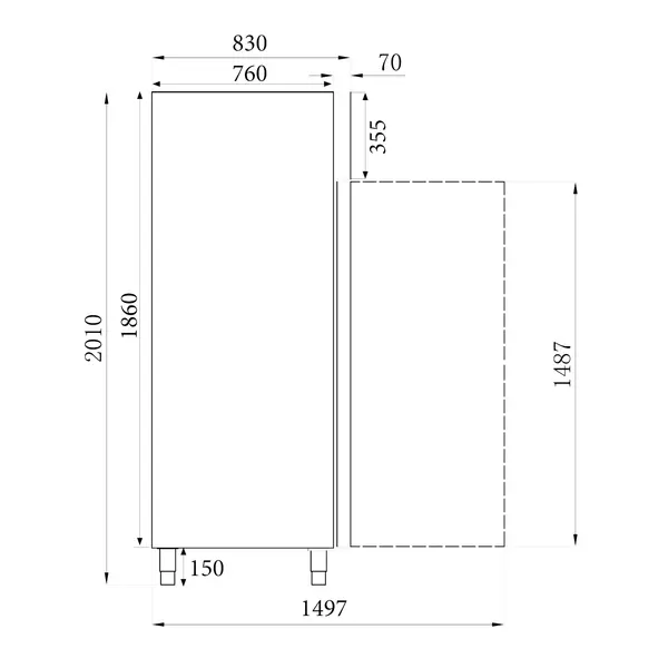 Vrieskast | STANDARD LINE | 650L (2/1 GN) | RVS | -18°C/-22°C | Geforceerd | 740x830x2010(h)mm