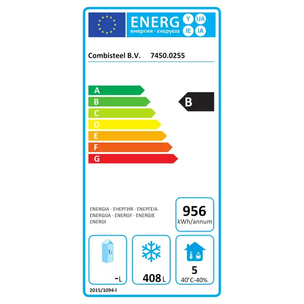 Vrieskast | ENERGY LINE | 560L (2/1 GN) | RVS | -18°C/-22°C | Geforceerd | 740x875x2090(h)mm