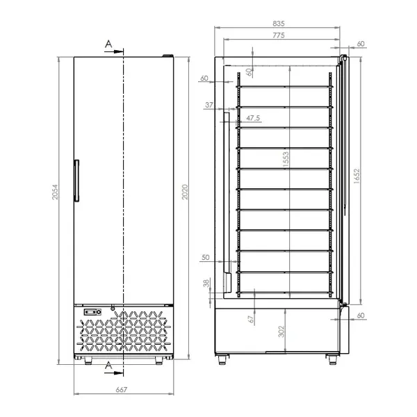 IJsvrieskast | 658L (66x 5L) | RVS | -15°C/-25°C | Statisch + Ventilator | Wielen | 667x895x2020(h)mm