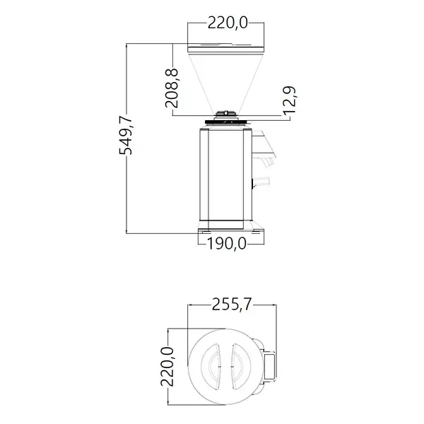 Koffiemolen | Instelbare Maalgraad | Vulinhoud 1kg | Touchbediening | 0.35kW (230V) | 222x257x550(h)mm