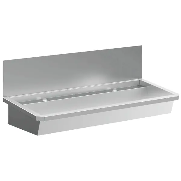 Wasbak | RVS | 2 Kraangaten | Spatscherm | Incl. Afvoerplug | 1200x468x438(h)mm