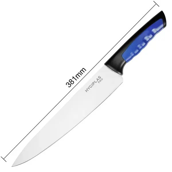 Koksmes | PRO | RVS | Blauw (Vis) | HACCP | Lengte 381mm