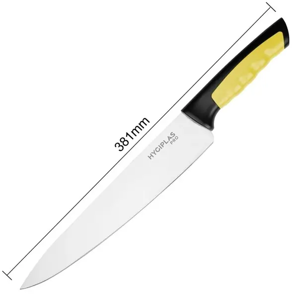 Koksmes | PRO | RVS | Geel (Gevogelte) | HACCP | Lengte 381mm