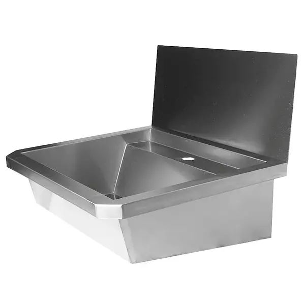 Wasbak | RVS | 1 Kraangat | Spatscherm | Incl. Afvoerplug | 600x468x438(h)mm