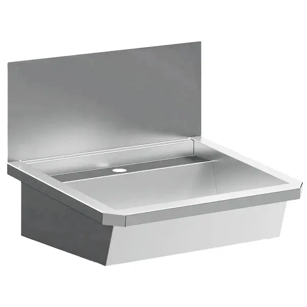 Wasbak | RVS | 1 Kraangat | Spatscherm | Incl. Afvoerplug | 600x468x438(h)mm