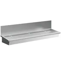 CombiSteel Wasbak | RVS | 3 Kraangaten | Spatscherm | Incl. Afvoerplug | 1800x468x438(h)mm