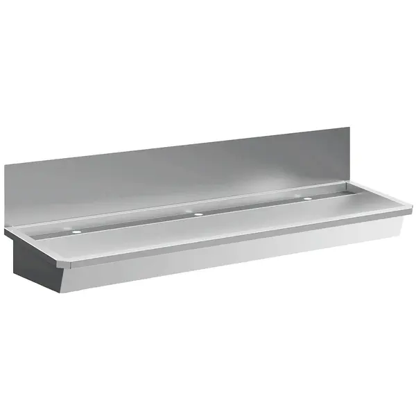 Wasbak | RVS | 3 Kraangaten | Spatscherm | Incl. Afvoerplug | 1800x468x438(h)mm