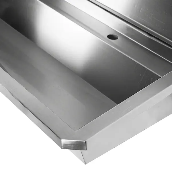 Wasbak | RVS | 4 Kraangaten | Spatscherm | Incl. Afvoerplug | 2400x468x438(h)mm