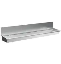 CombiSteel Wasbak | RVS | 4 Kraangaten | Spatscherm | Incl. Afvoerplug | 2400x468x438(h)mm