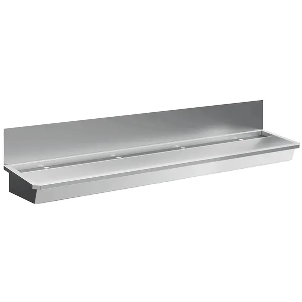 Wasbak | RVS | 4 Kraangaten | Spatscherm | Incl. Afvoerplug | 2400x468x438(h)mm