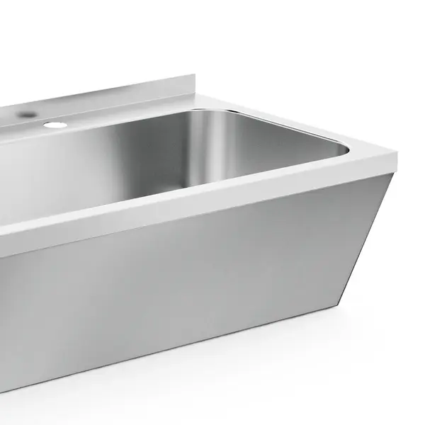 Wasbak | RVS | 2 Kraangaten | Dubbelwandig | Incl. Afvoerplug + Sifon | 1200x425x165(h)mm