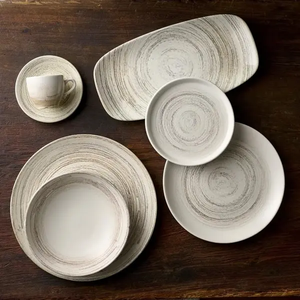 Coupeborden | ELEMENTS | Keramiek | Zandkleurig | 12 Stuks | Ø165mm