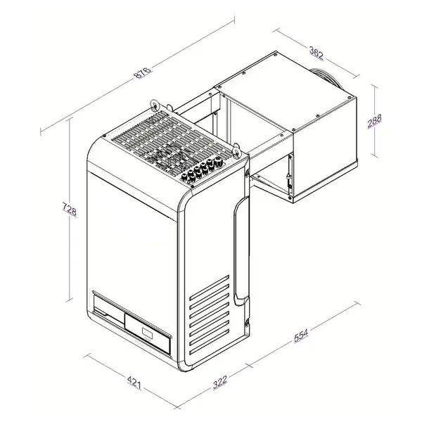 Vriescel | ENTRY LINE | Incl. Motor | 5.1m³ | -10°C/-25°C | Isolatie 100mm | 230V | 1660x1960x2200(h)mm