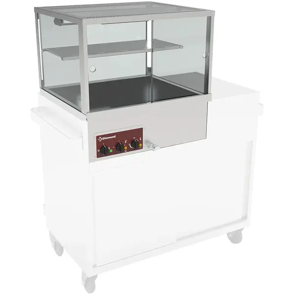 Warmhoudvitrine | RVS | 2x 1/1 GN | 0°C/90°C | Statisch | Bain-Marie | 2 Niveaus | 3kW (230V) | 700x650x675(h)mm