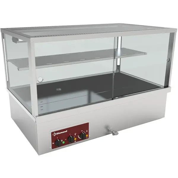 Warmhoudvitrine | RVS | 3x 1/1 GN | 0°C/90°C | Statisch | Bain-Marie | 2 Niveaus | 3.5kW (230V) | 1030x650x675(h)mm