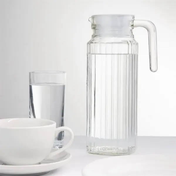 Schenkkannen | Glas | Transparant | 1L | Deksel | 6 Stuks | Ø76x243(h)mm