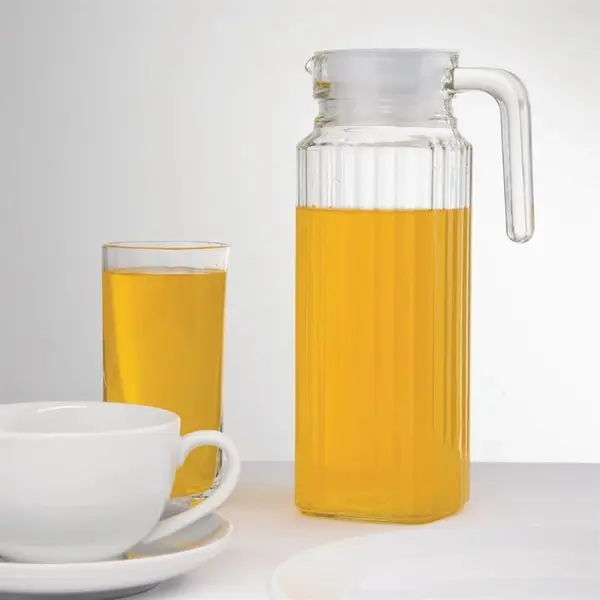 Schenkkannen | Glas | Transparant | 1L | Deksel | 6 Stuks | Ø76x243(h)mm