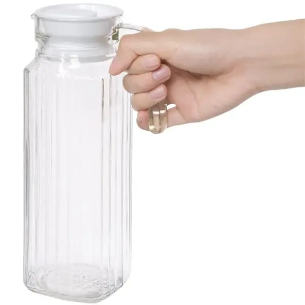 Schenkkannen | Glas | Transparant | 1L | Deksel | 6 Stuks | Ø76x243(h)mm
