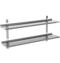 UNNINOX Wandschap | RVS | 2 Niveaus | Diepte 300 | Hoogte 700 | Breedte 800-2000 | Incl. Wandbevestiging