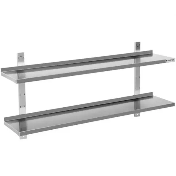 Wandschap | RVS | 2 Niveaus | Diepte 300 | Hoogte 700 | Breedte 800-2000 | Incl. Wandbevestiging