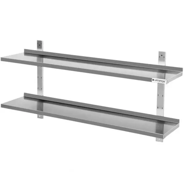 Wandschap | RVS | 2 Niveaus | Diepte 400 | Hoogte 700 | Breedte 800-2000 | Incl. Wandbevestiging
