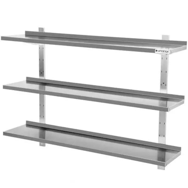 Wandschap | RVS | 3 Niveaus | Diepte 400 | Hoogte 1000 | Breedte 800-2000 | Incl. Wandbevestiging