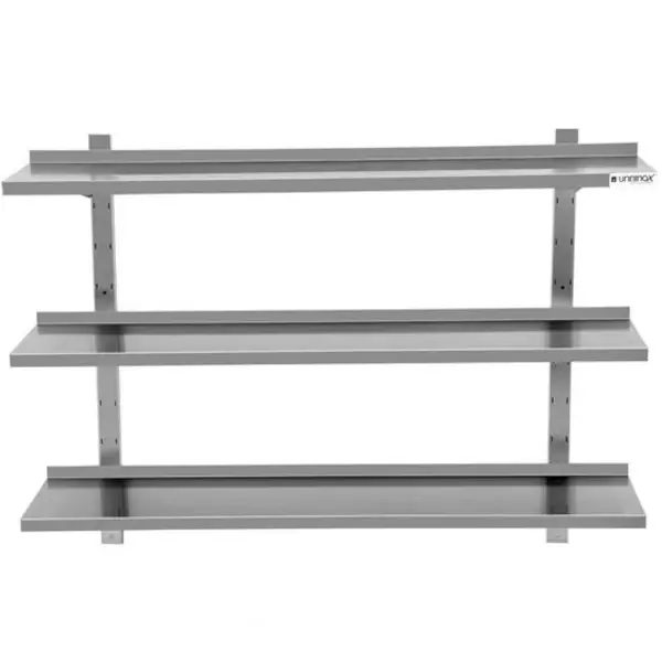 Wandschap | RVS | 3 Niveaus | Diepte 400 | Hoogte 1000 | Breedte 800-2000 | Incl. Wandbevestiging