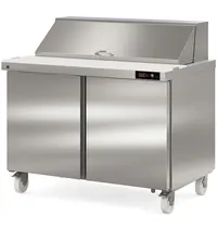 Coreco Saladette | 394L | 2 Deuren | Boven 12x 1/6 GN | 0°C/+8°C | Geforceerd | Klapdeksel + Snijblad | Temperatuuralarm | Wielen (Geremd) | 1228x805x926(h)mm