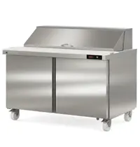 Coreco Saladette | 500L | 2 Deuren | Boven 16x 1/6 GN | 0°C/+8°C | Geforceerd | Klapdeksel + Snijblad | Temperatuuralarm | Wielen (Geremd) | 1532x805x926(h)mm