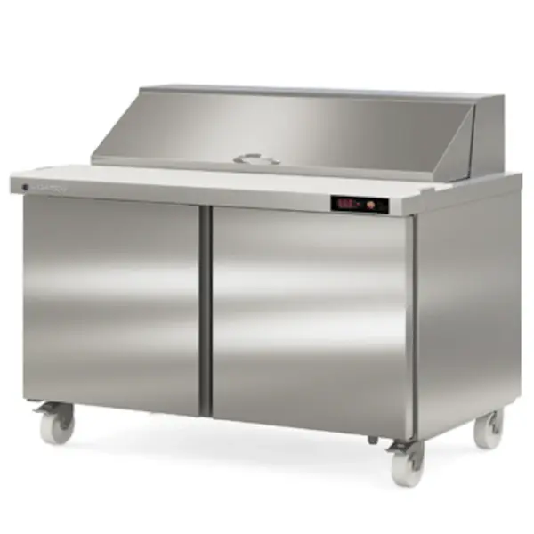 Saladette | 500L | 2 Deuren | Boven 16x 1/6 GN | 0°C/+8°C | Geforceerd | Klapdeksel | Temperatuuralarm | Wielen (Geremd) | 1532x805x926(h)mm