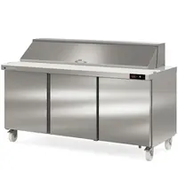 Coreco Saladette | 606L | 3 Deuren | Boven 18x 1/6 GN | 0°C/+8°C | Geforceerd | Klapdeksel + Snijblad | Temperatuuralarm | Wielen (Geremd) | 1837x805x926(h)mm