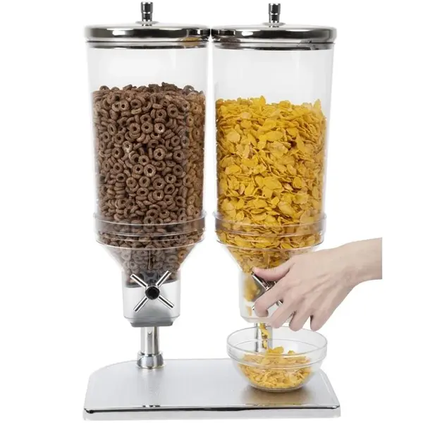 Ontbijtgranendispenser | RVS/Kunststof | 2x 4.5L | 350x225x440(h)mm
