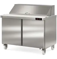 Coreco Saladette | 394L | 2 Deuren | Boven 18x 1/6 GN | 0°C/+8°C | Geforceerd | Klapdeksel + Snijblad | Temperatuuralarm | Wielen (Geremd) | 1228x805x926(h)mm