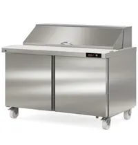 Coreco Saladette | 500L | 2 Deuren | Boven 24x 1/6 GN | 0°C/+8°C | Geforceerd | Klapdeksel + Snijblad | Temperatuuralarm | Wielen (Geremd) | 1532x805x926(h)mm