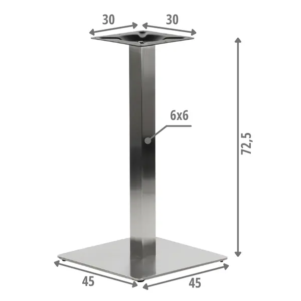 Tafelonderstel | FORMA | RVS | Geborsteld | 450x450x725(h)mm