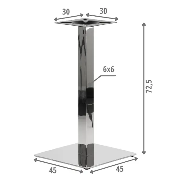 Tafelonderstel | FORMA | RVS | Glanzend | 450x450x725(h)mm