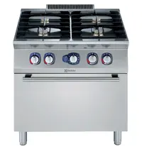 Electrolux Fornuis + Oven | e-XP 700 | Gas | 4 Branders (4x 5.5kW) + 2/1 GN Oven (6kW) | Waakvlam | 800x730x850/900(h)mm