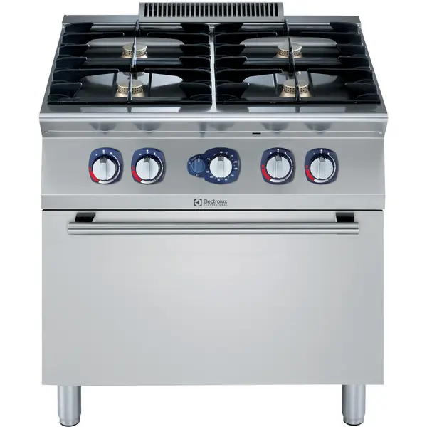 Fornuis + Oven | e-XP 700 | Gas | 4 Branders (4x 5.5kW) + 2/1 GN Oven (6kW) | Waakvlam | 800x730x850/900(h)mm