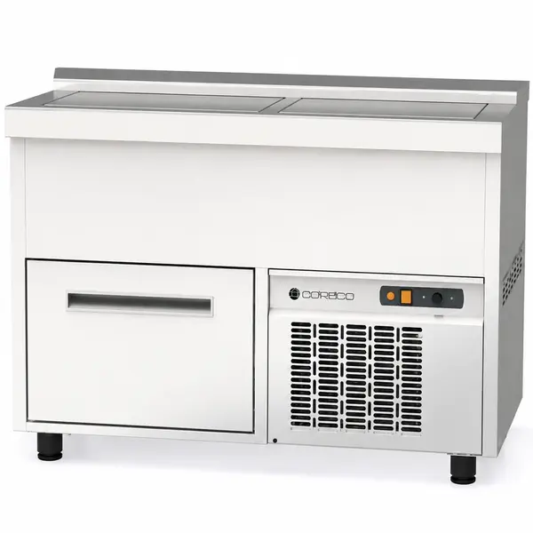 Flessenkoeler | BE | 270L | RVS | +2°C/+8°C | Statisch | 1 Lade + 2 Schuifdeksels | 1010x550x850(h)mm