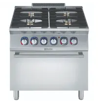Electrolux Fornuis + Oven | e-XP 700 | Gas/Elektrisch | 4 Branders (4x 5.5kW) + 2/1 GN Oven (6kW-400V) | Waakvlam | 800x730x850/900(h)mm