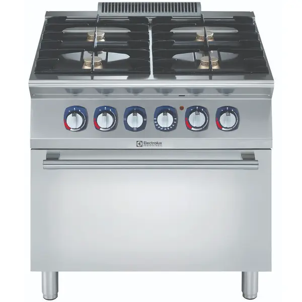 Fornuis + Oven | e-XP 700 | Gas/Elektrisch | 4 Branders (4x 5.5kW) + 2/1 GN Oven (6kW-400V) | Waakvlam | 800x730x850/900(h)mm